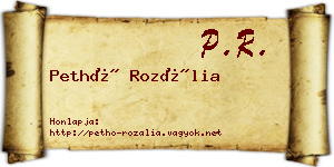 Pethő Rozália névjegykártya